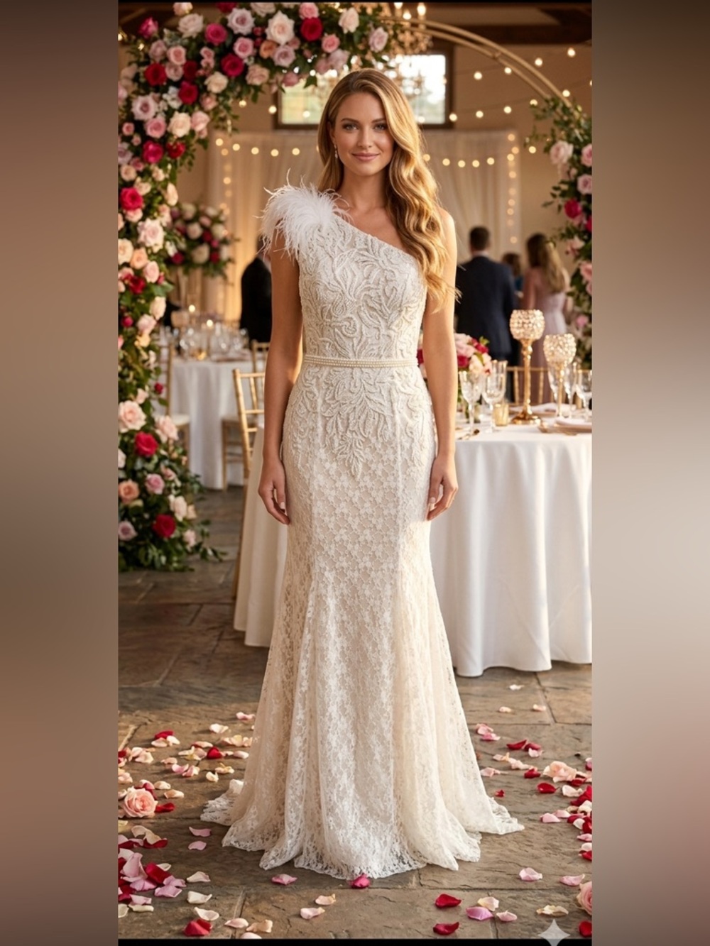 ✨NWT MAC DUGGAL 11317✨ Ivory Lace Beaded Evening - Formal - Bridal Gown size 4